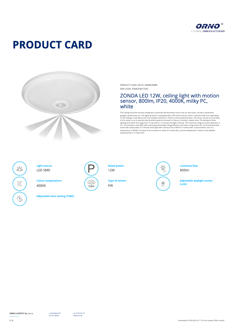 Image de la première page du manuel de l'appareil AD-PL-349WLPMR4