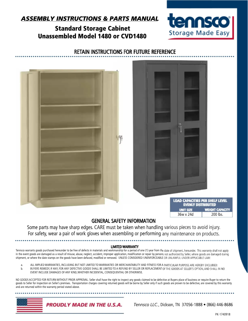 Página 1 del manual Manual de usuario Tennsco CVD1480