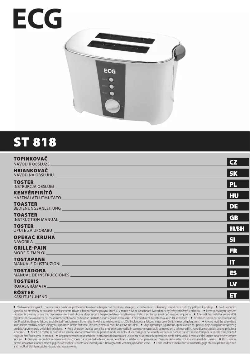 Page 1 de la notice Manuel utilisateur ECG ST 818