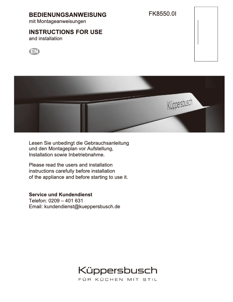 Page 1 de la notice Manuel utilisateur Küppersbusch FK8550.0i