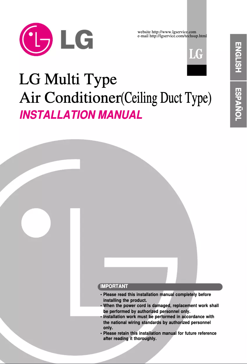 Página 1 del manual Guía de instalación LG LMNH182BTG0