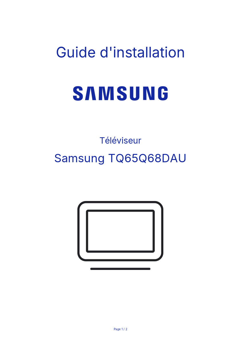Page n°1 - Guide d'installation Samsung TQ65Q68DAU