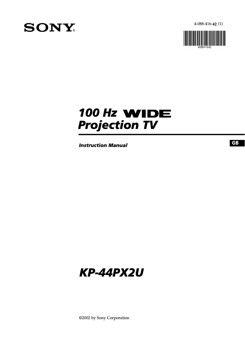 Page n°1 - Manuel utilisateur Sony KP-44PX2U