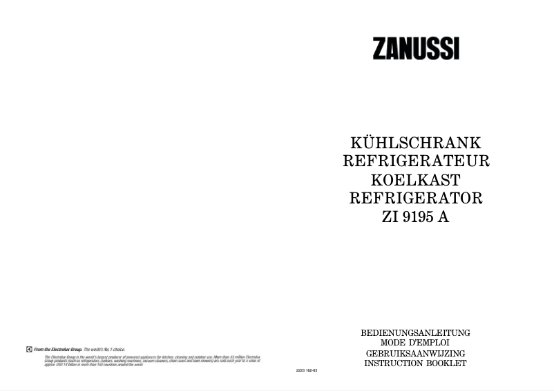 Page 1 de la notice Manuel utilisateur Zanussi ZI 9195 a