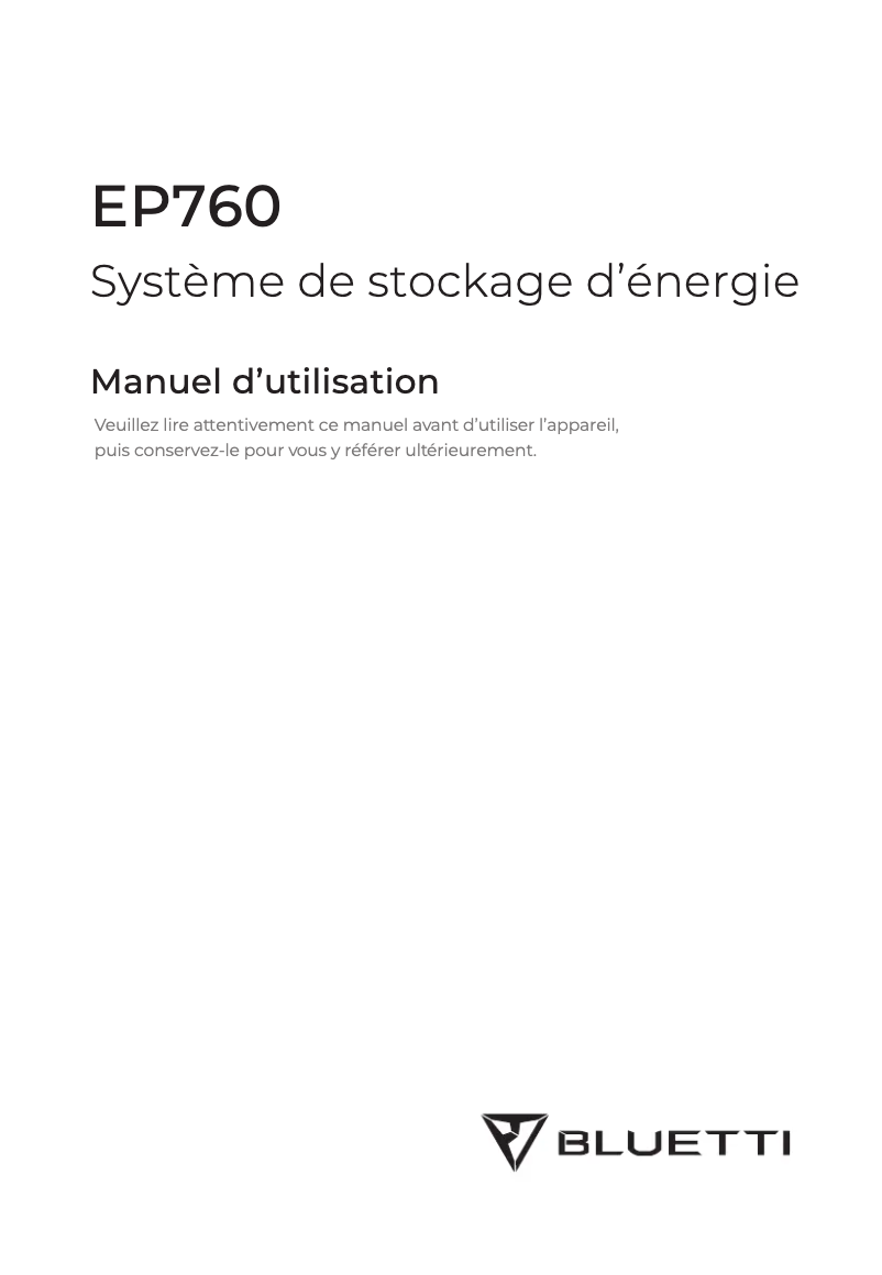 Page n°1 - Manuel utilisateur Bluetti EP760
