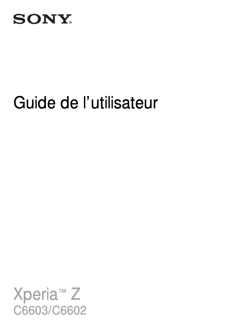 Page n°1 - Manuel utilisateur Sony Xperia Z