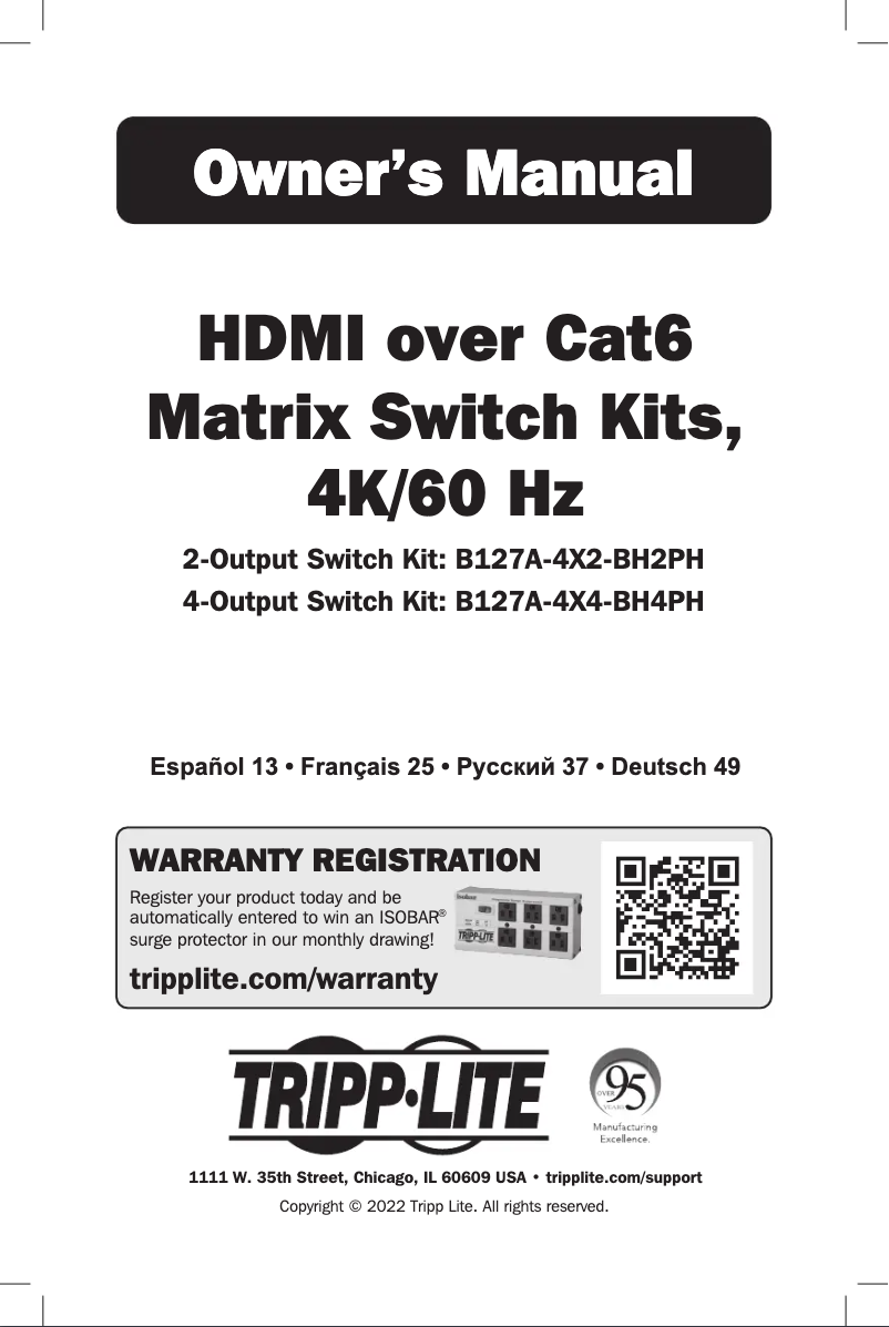 Page 1 de la notice Manuel utilisateur Tripp Lite B127A-4X4-BH4PH