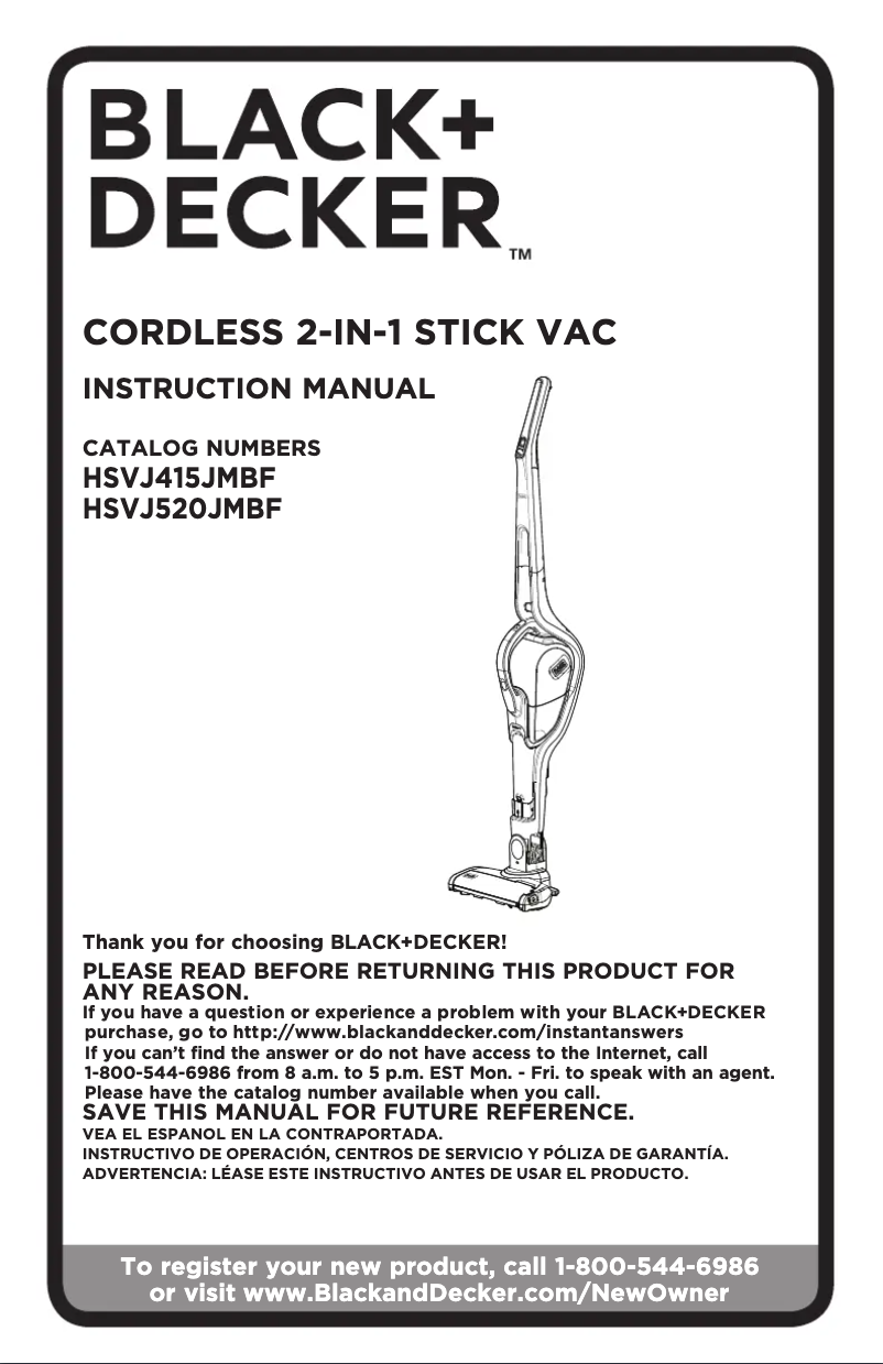 Page n°1 - Manuel utilisateur Black & Decker HSVJ415JMBF22