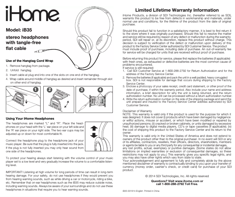 Image de la première page du manuel de l'appareil iB35