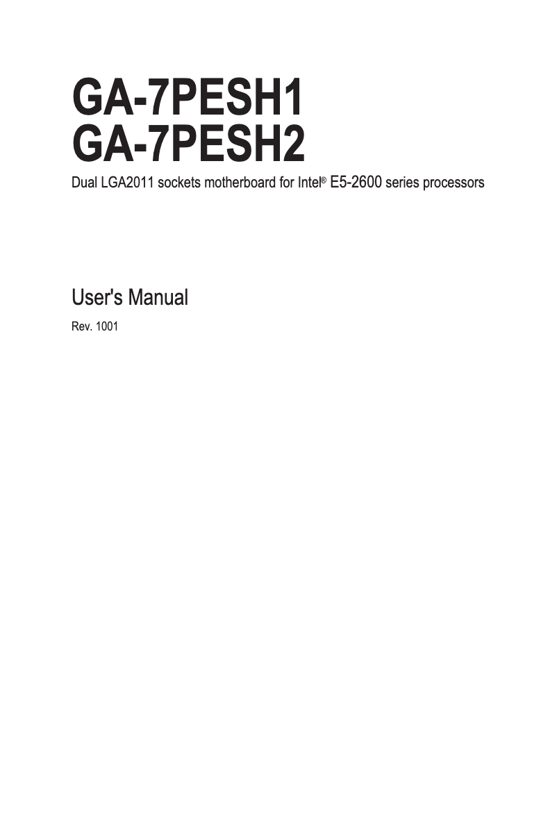 Page 1 de la notice Manuel utilisateur Gigabyte GA-7PESH2