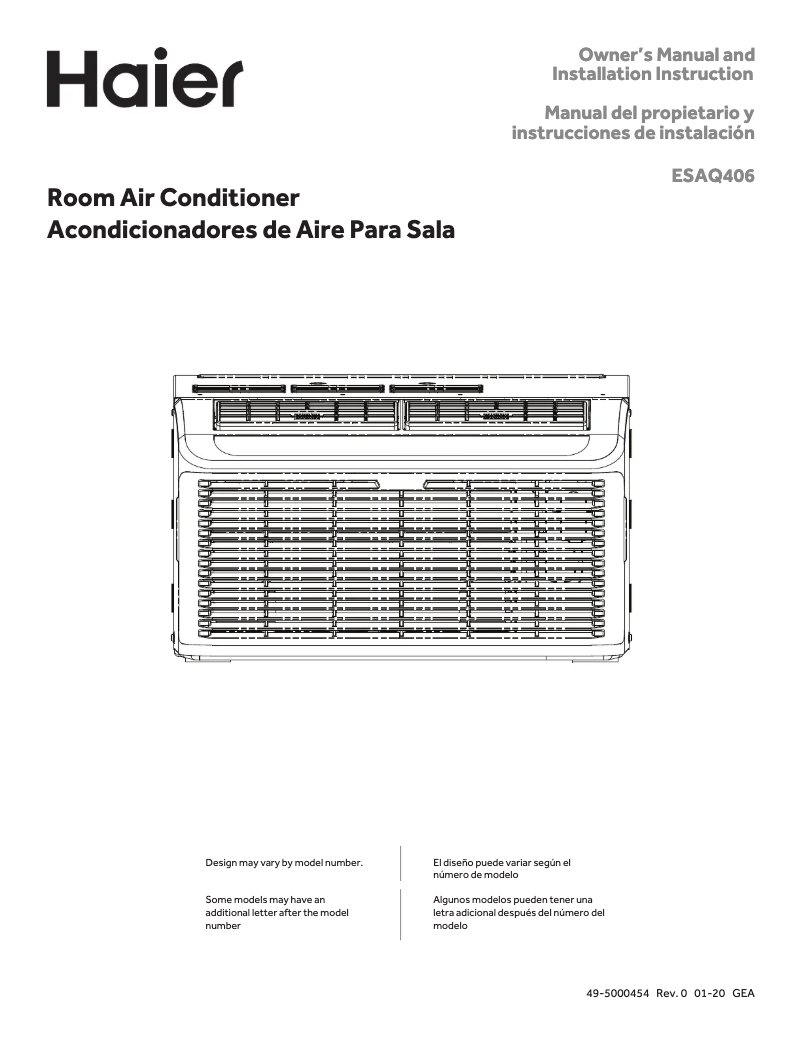 Page n°1 - Guide d'installation Haier Serenity ESAQ406T