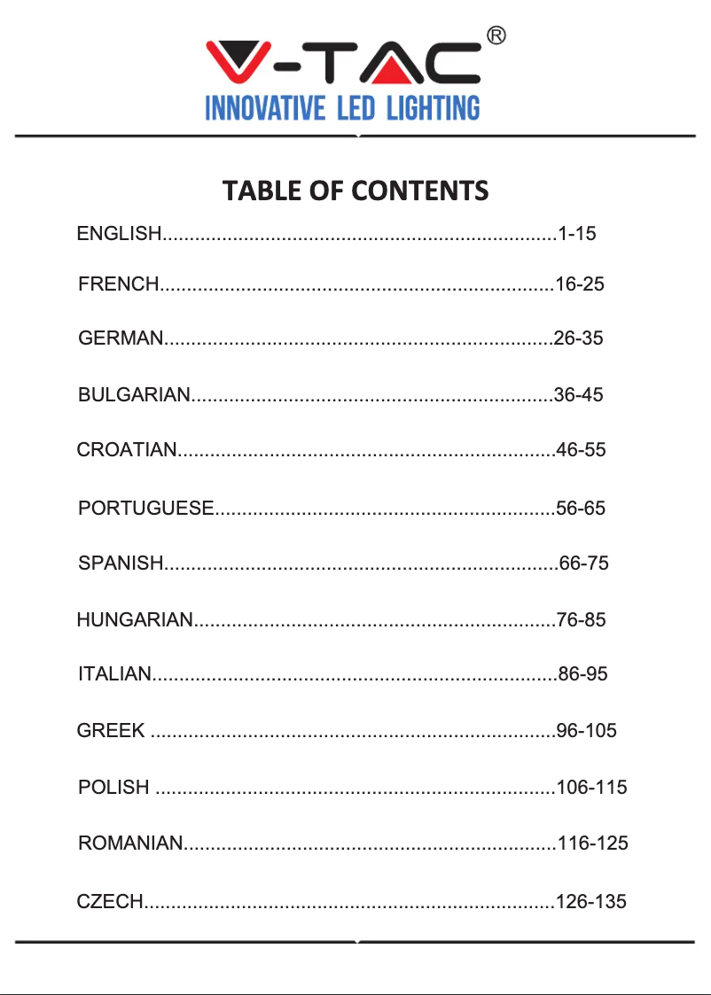 Página 1 del manual Manual de usuario V-TAC VT-5134