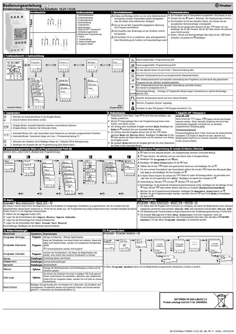Page 1 de la notice Manuel utilisateur Finder 12.21