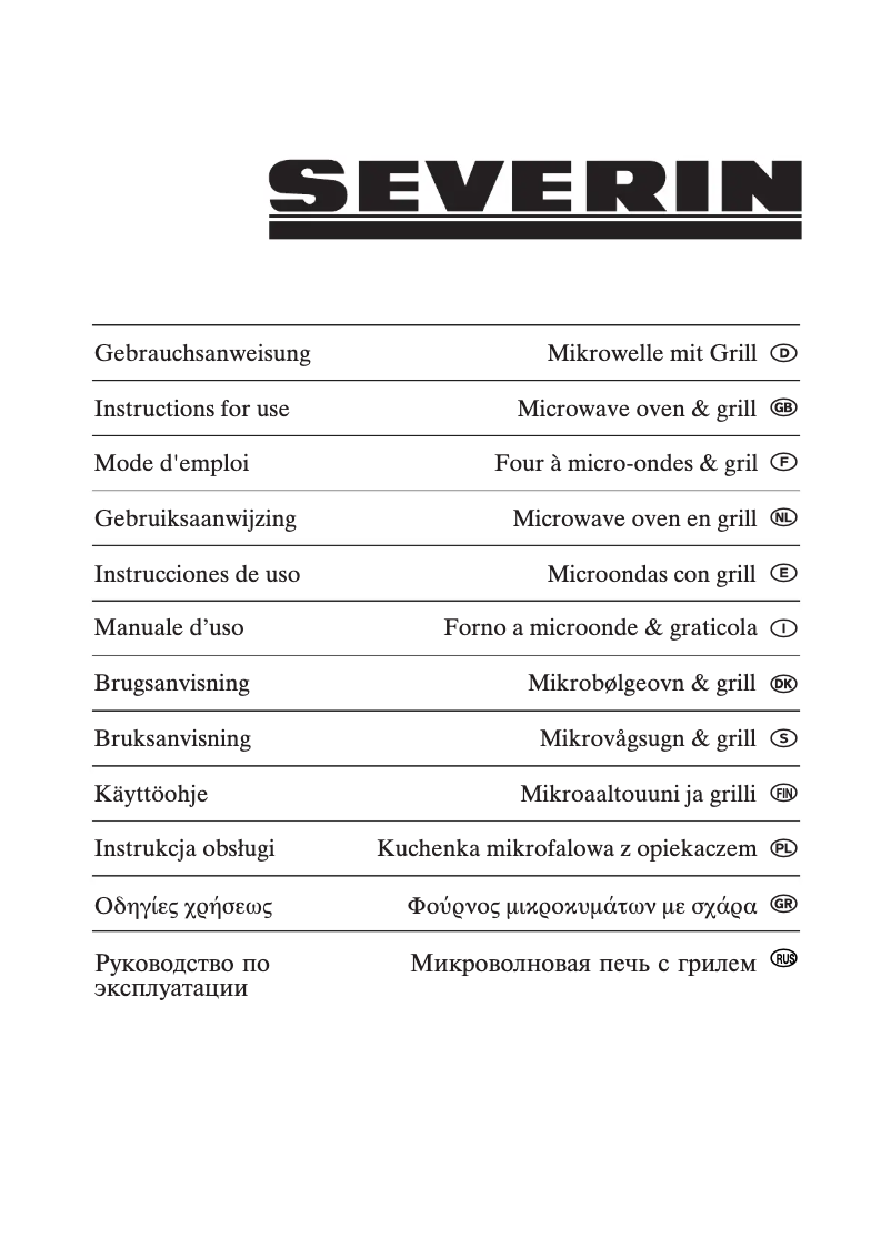 Page n°1 - Manuel utilisateur Severin MW 7823