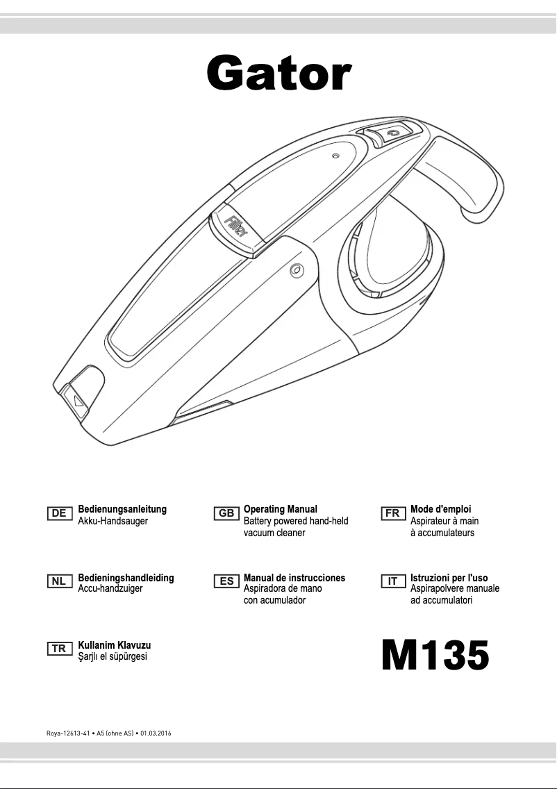 Página 1 del manual Manual de usuario Dirt Devil Gator M135