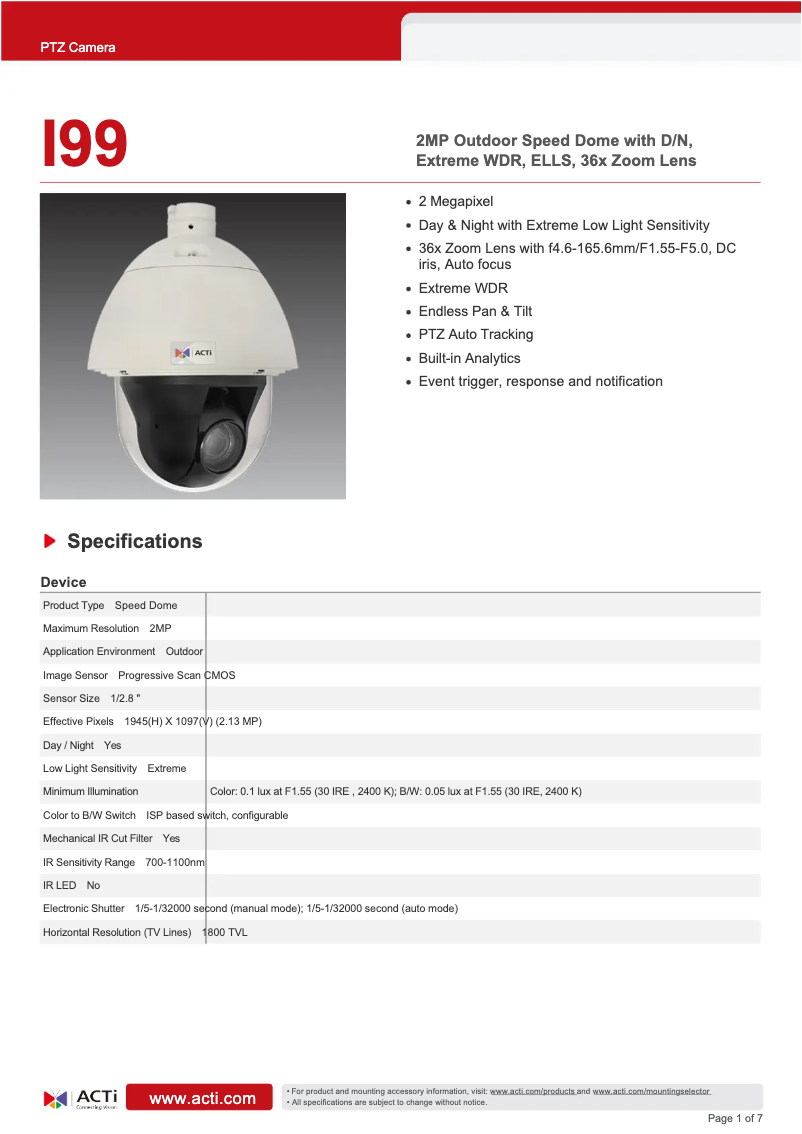 Image de la première page du manuel de l'appareil I99