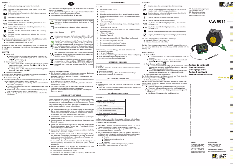 Página 1 del manual Guía de inicio rápido Chauvin Arnoux C.A 6011