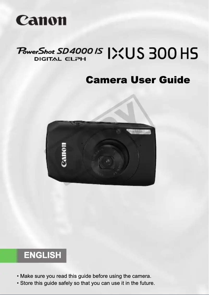 Image de la première page du manuel de l'appareil PowerShot SD4000 IS