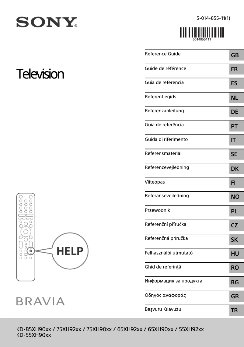 Image de la première page du manuel de l'appareil Bravia KD-65XH9005