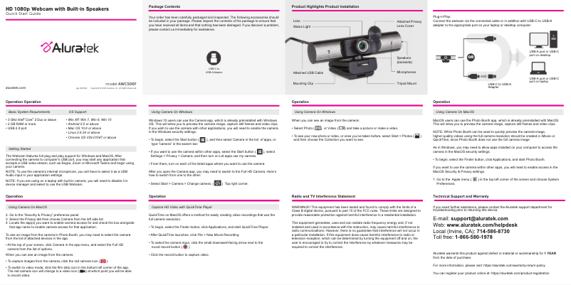 Page 1 de la notice Mode d'emploi Aluratek AWCS06F