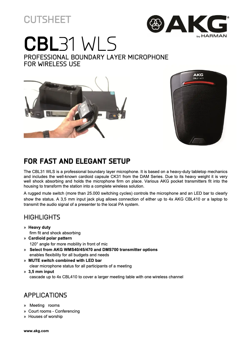 Page 1 de la notice Manuel utilisateur AKG CBL31 WLS