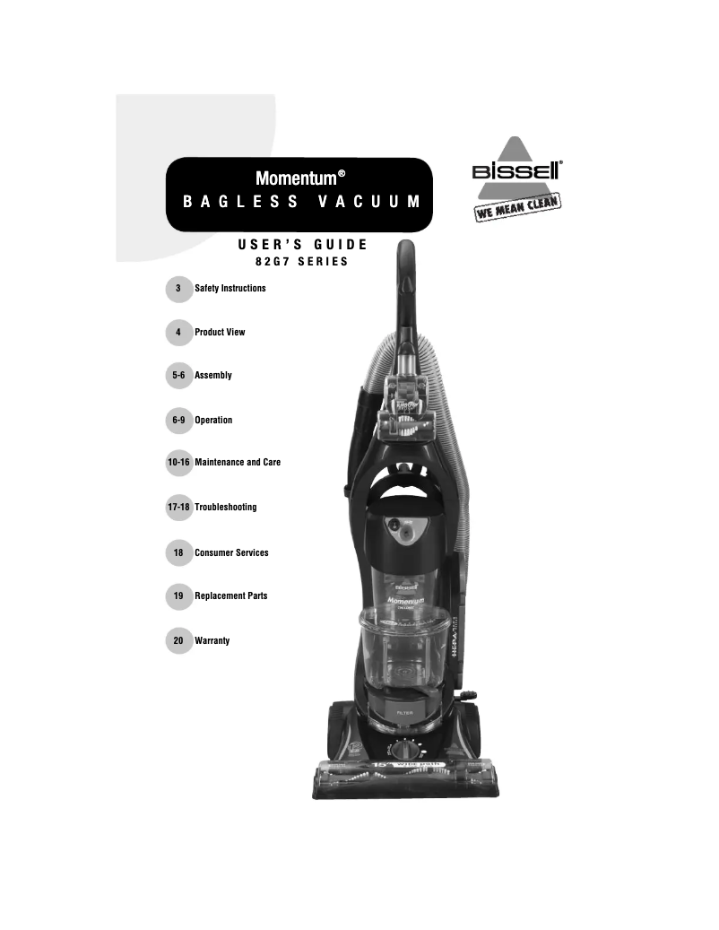 Imagen de la primera página del manual del dispositivo Momentum 82G71