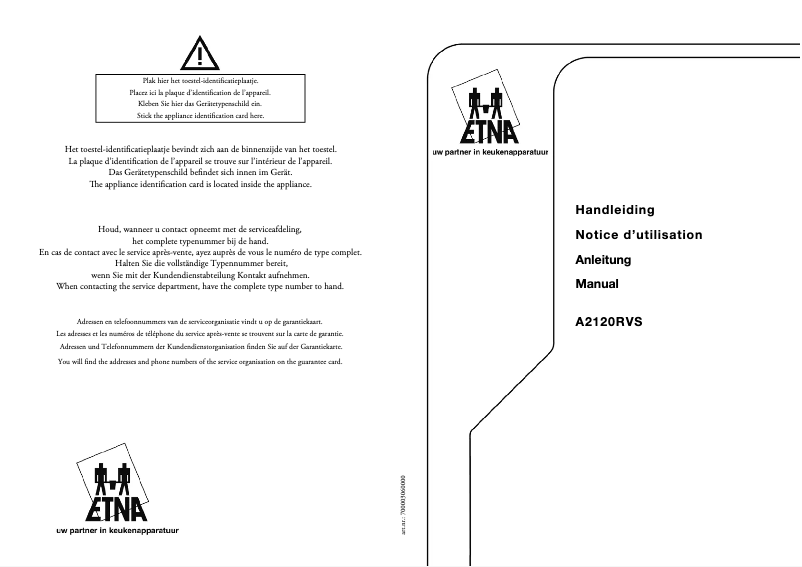 Page 1 de la notice Manuel utilisateur Etna A2120RVS