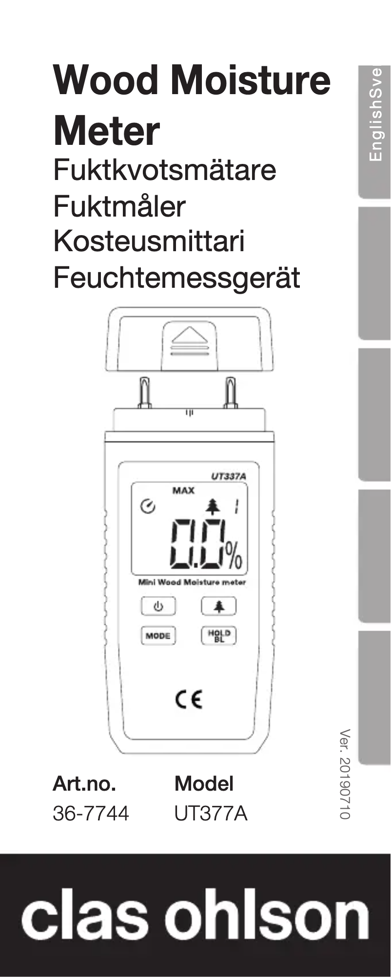 Page n°1 - Manuel utilisateur Clas Ohlson UNI-T UT377A