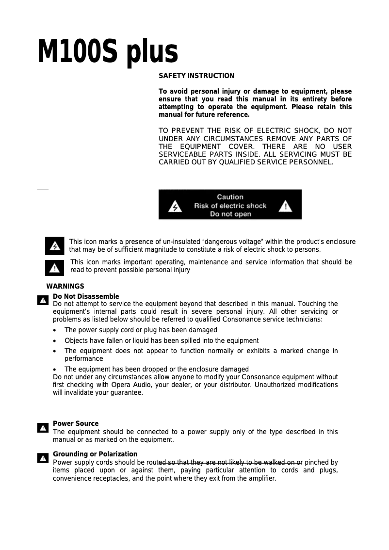 Image de la première page du manuel de l'appareil M100S Plus