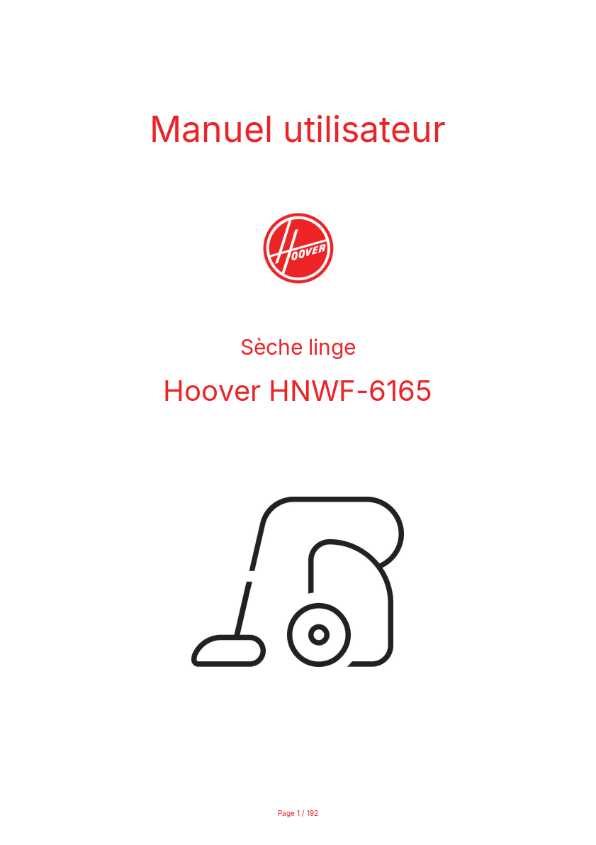 Image de la première page du manuel de l'appareil HNWF-6165