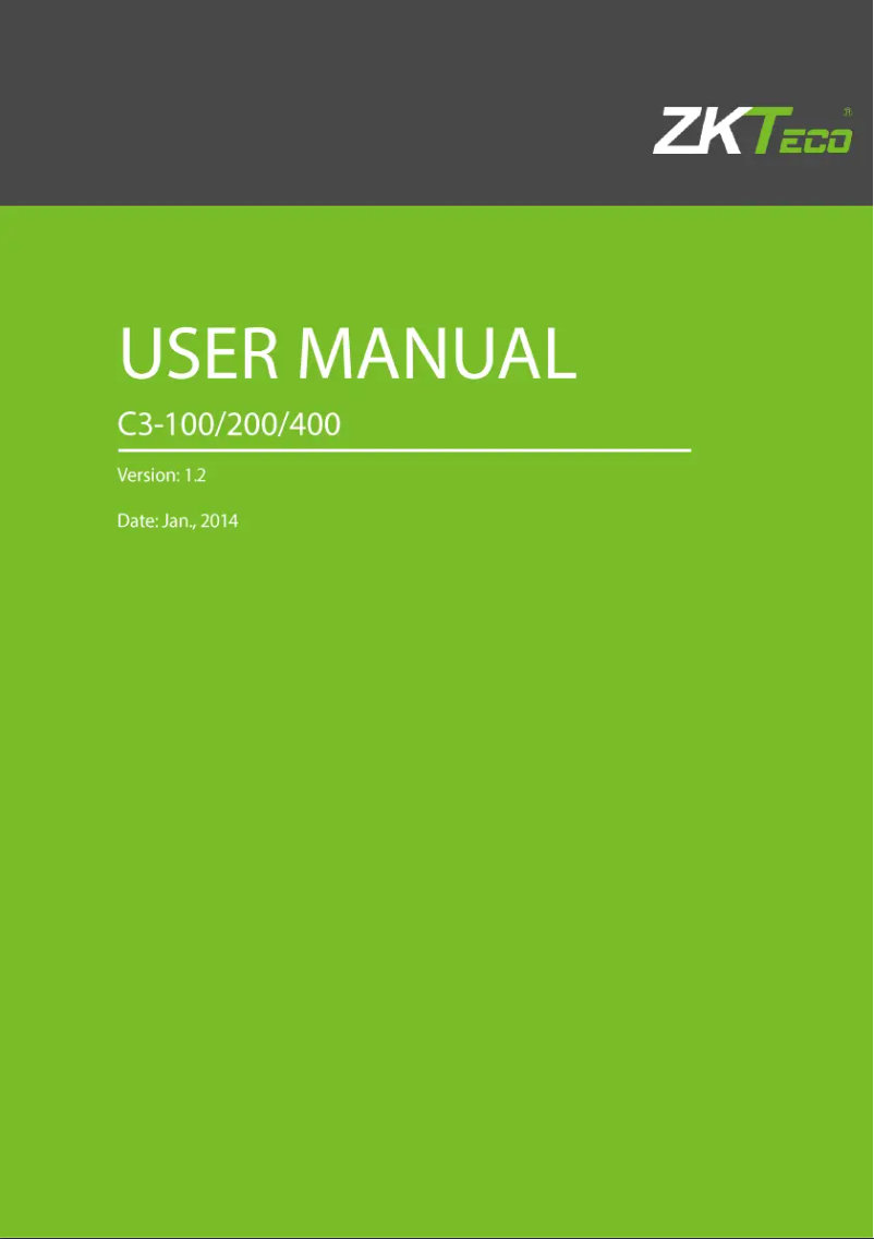 Page 1 de la notice Manuel utilisateur ZKTeco C3-400