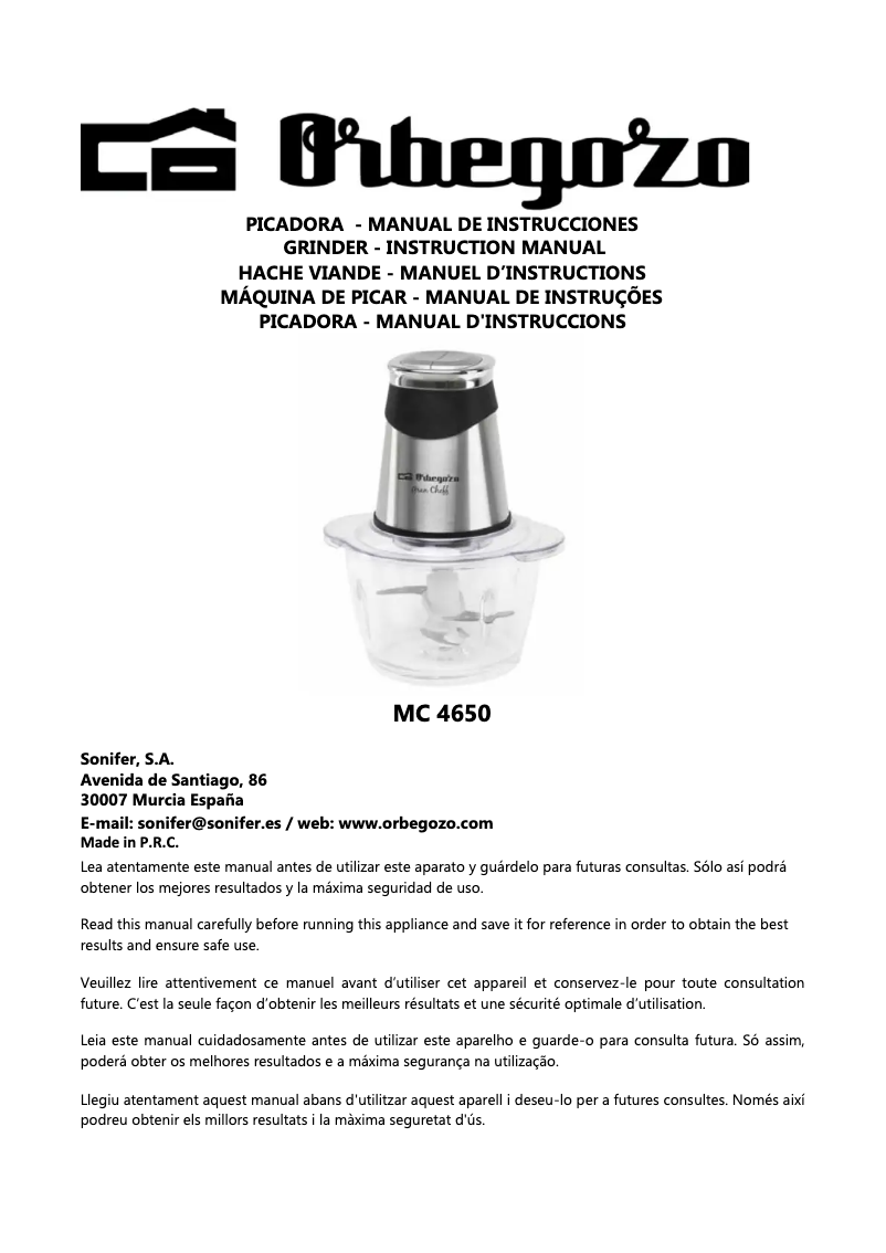 Image de la première page du manuel de l'appareil MC 4650