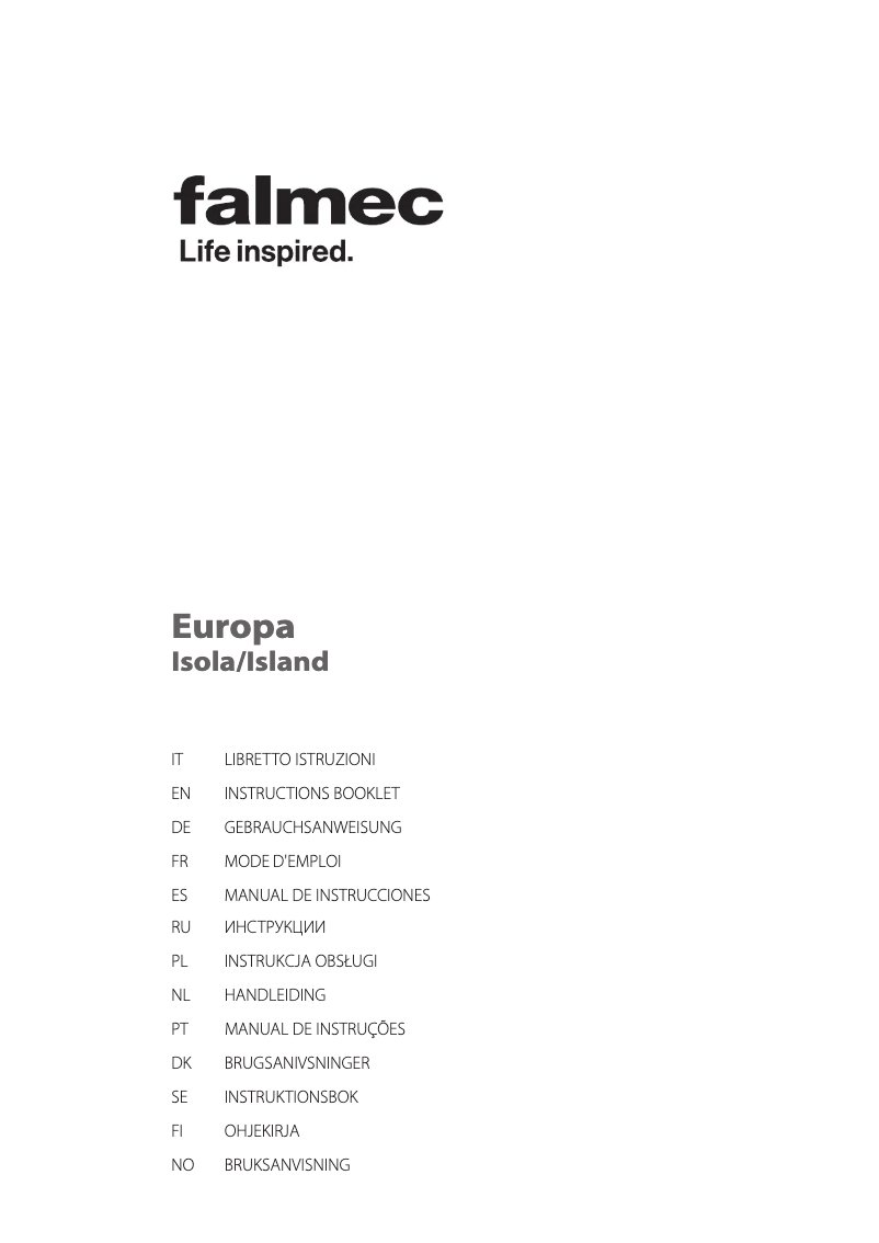 Page 1 de la notice Manuel utilisateur Falmec Europa