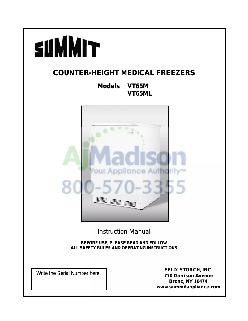 Page 1 de la notice Manuel utilisateur Accucold VT65MLBI