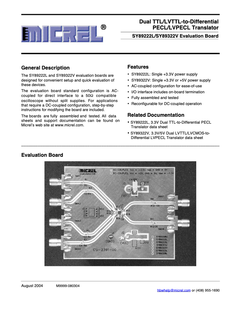Image de la première page du manuel de l'appareil SY89322V