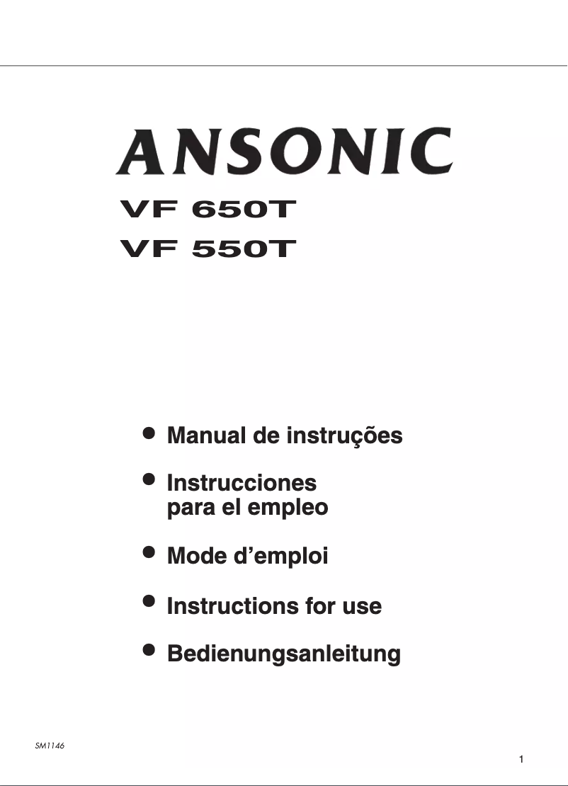 Page 1 de la notice Manuel utilisateur Ansonic VF 650 T