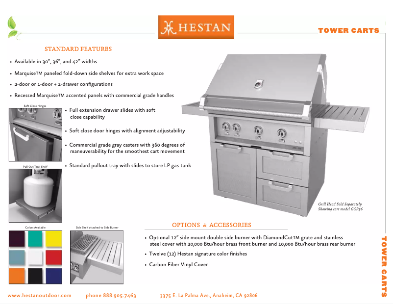 Page 1 de la notice Fiche technique Hestan GCR42-GR