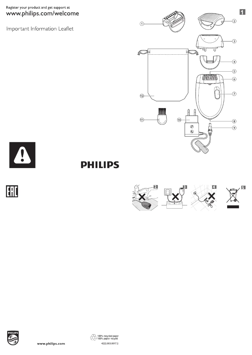 Page 1 de la notice Manuel utilisateur Philips Satinelle HP6421
