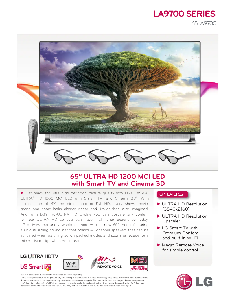 Imagen de la primera página del manual del dispositivo 65LA9700