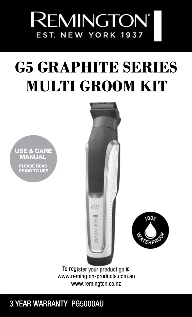 Page 1 de la notice Manuel utilisateur Remington G5 Graphite PG5000AU