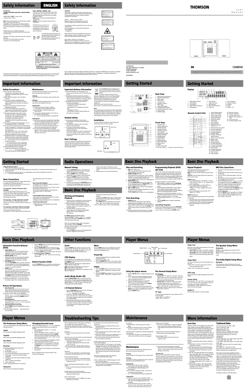 Image de la première page du manuel de l'appareil CS900