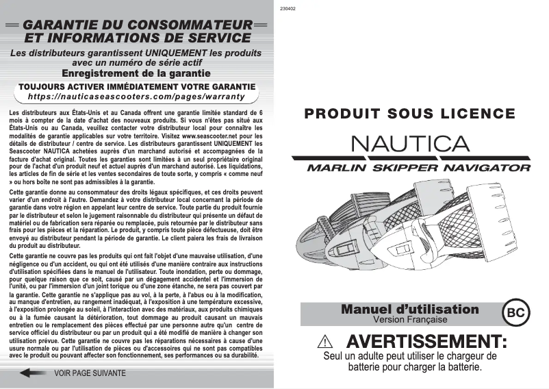 Image de la première page du manuel de l'appareil Navigator