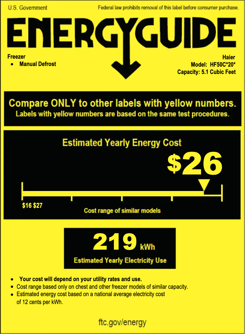 Page n°1 - Label énergétique Haier HF50CW20W
