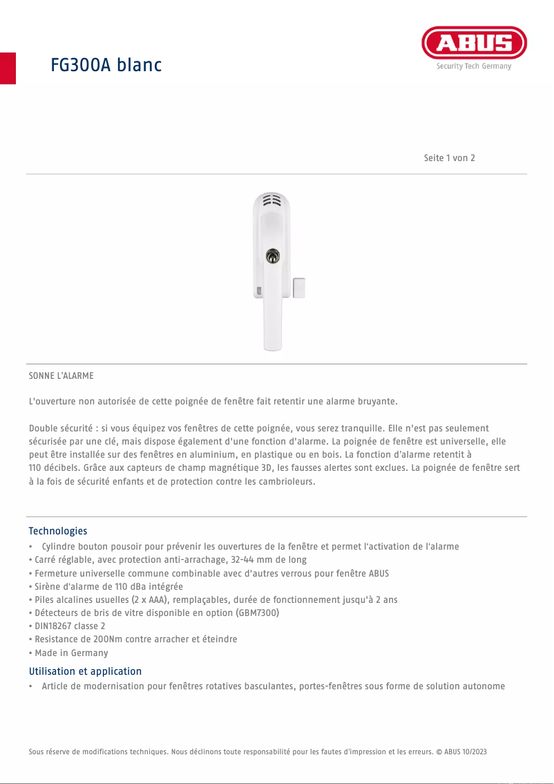 Image de la première page du manuel de l'appareil FG300A