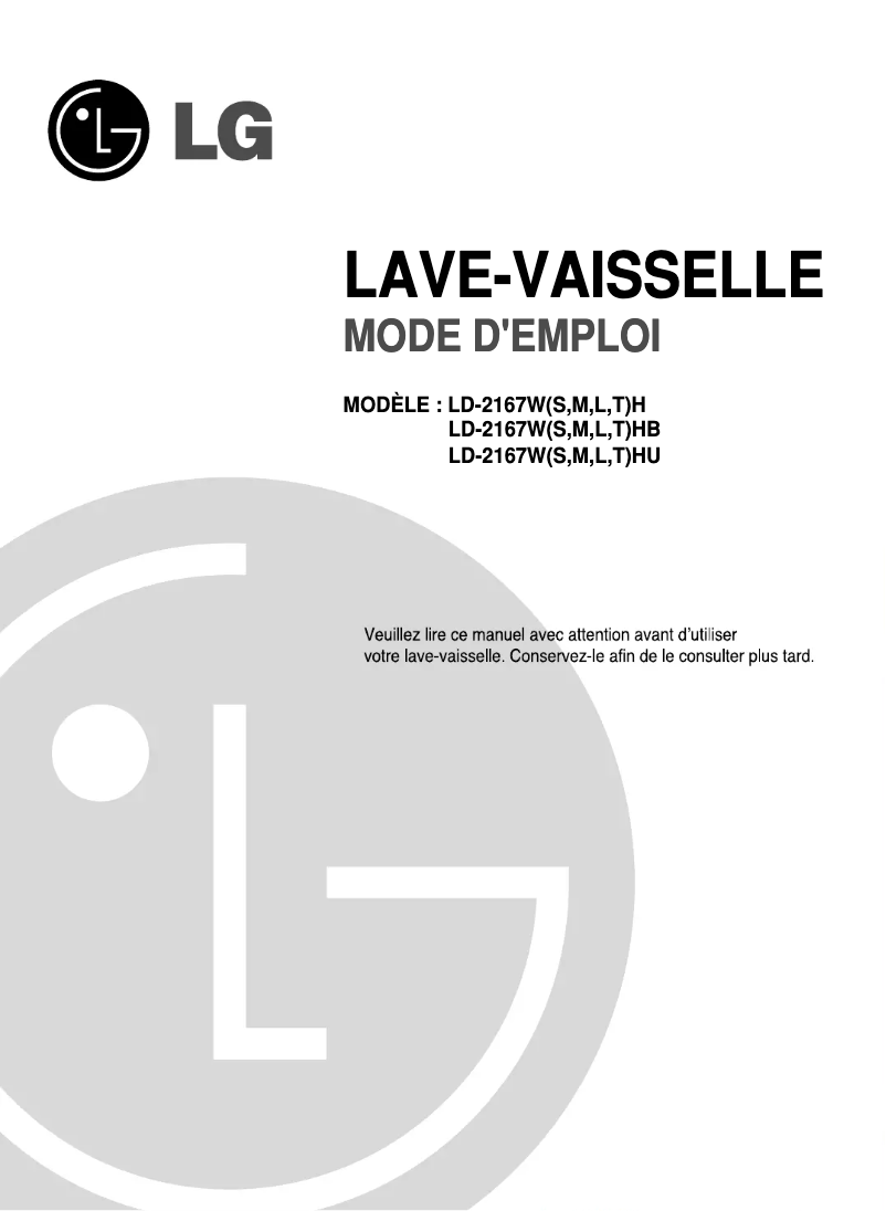 Image de la première page du manuel de l'appareil LD-2167LH