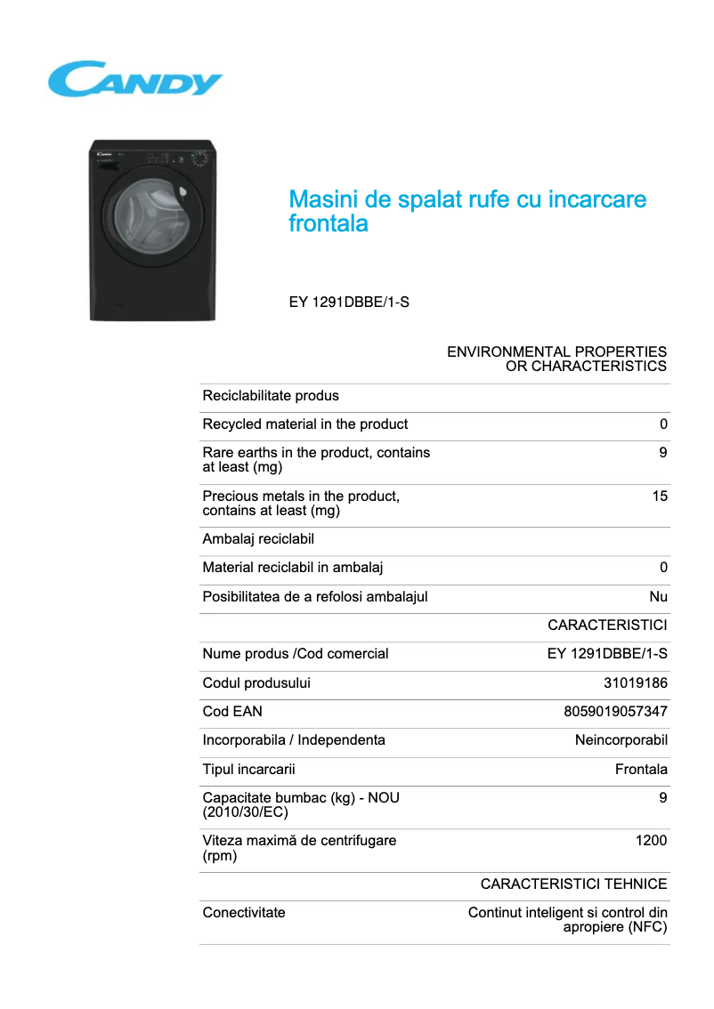 Image de la première page du manuel de l'appareil EY 1291DBBE/1-S
