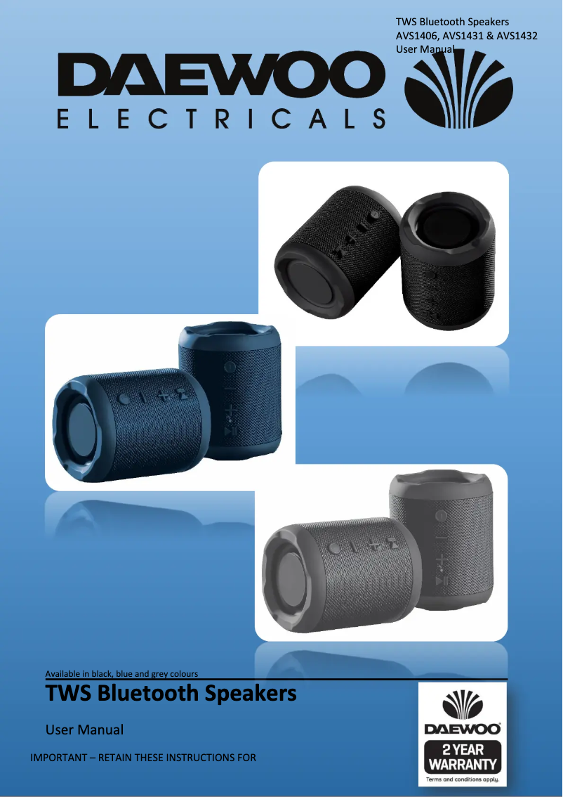 Page 1 de la notice Manuel utilisateur Daewoo AVS1406