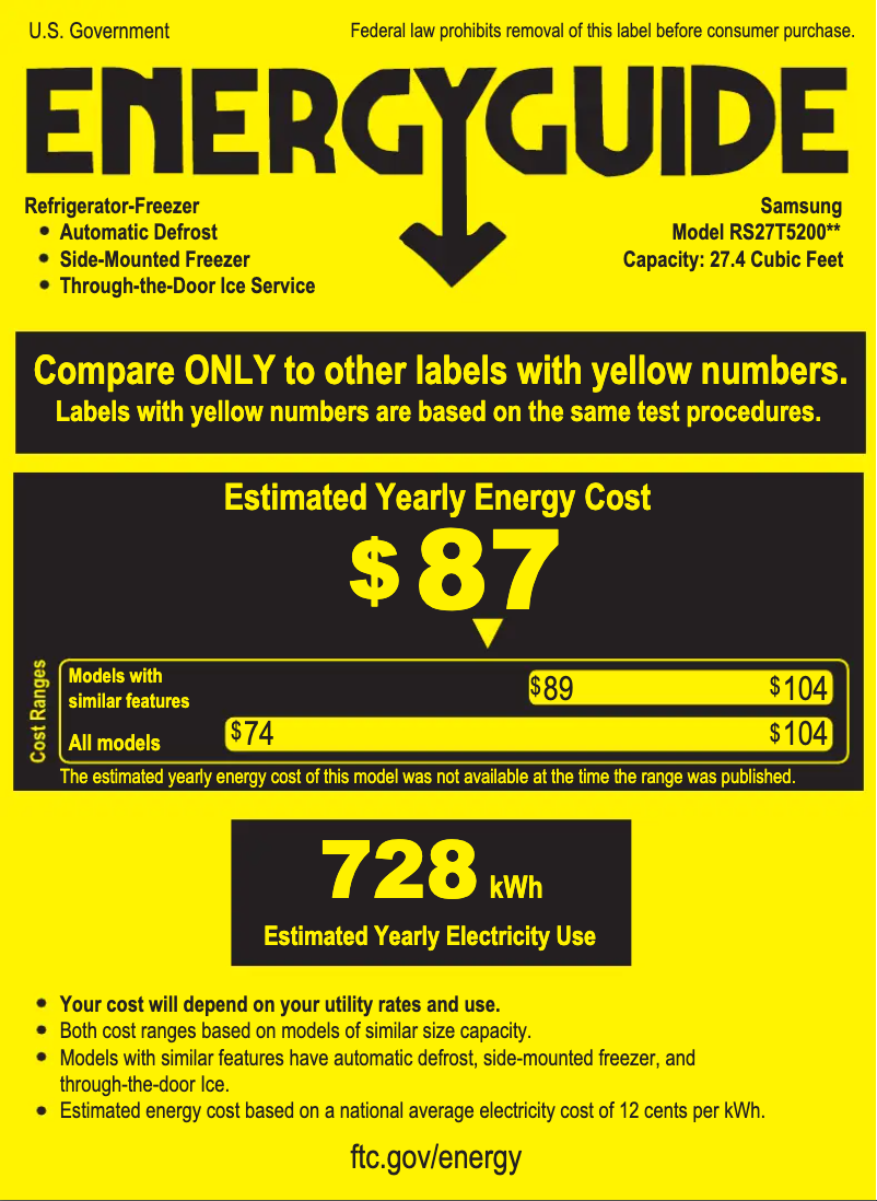 Page n°1 - Label énergétique Samsung RS27T5200WW