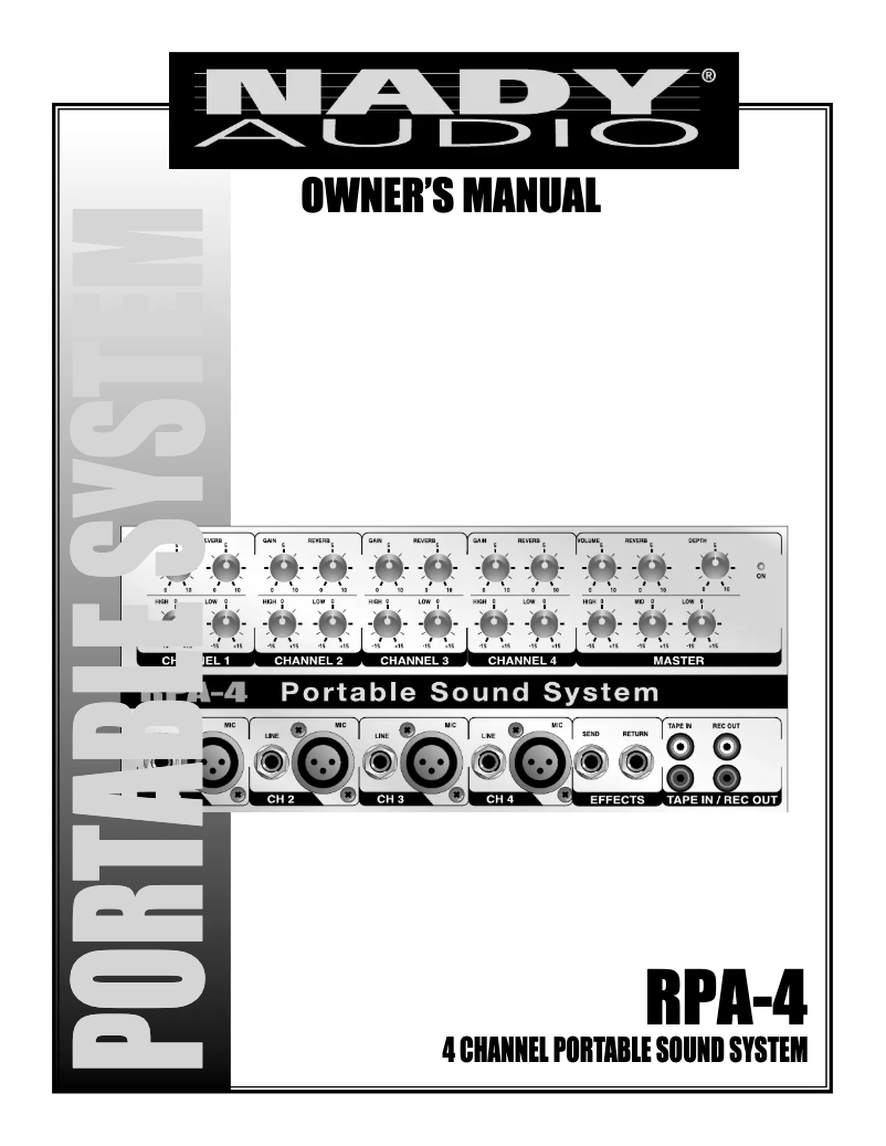 Page 1 de la notice Manuel utilisateur Nady Systems RPA-4