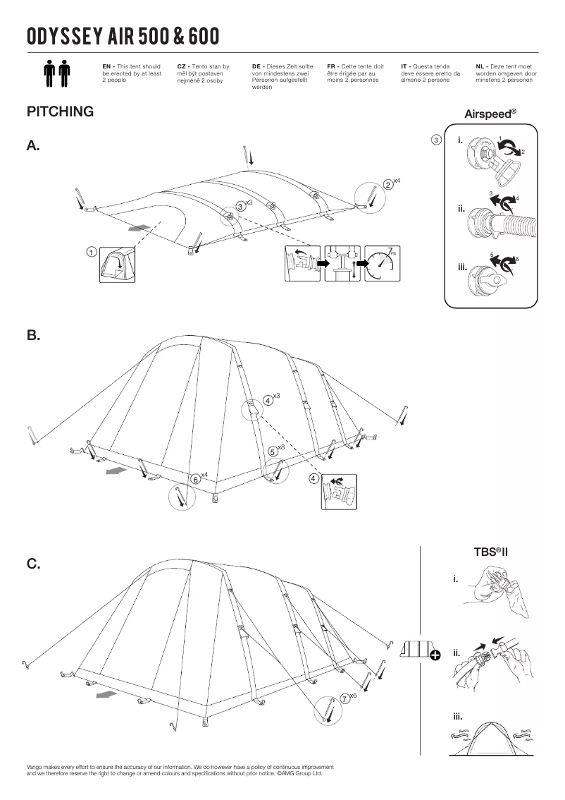 Page 1 de la notice Manuel utilisateur Vango Odyssey Air 400